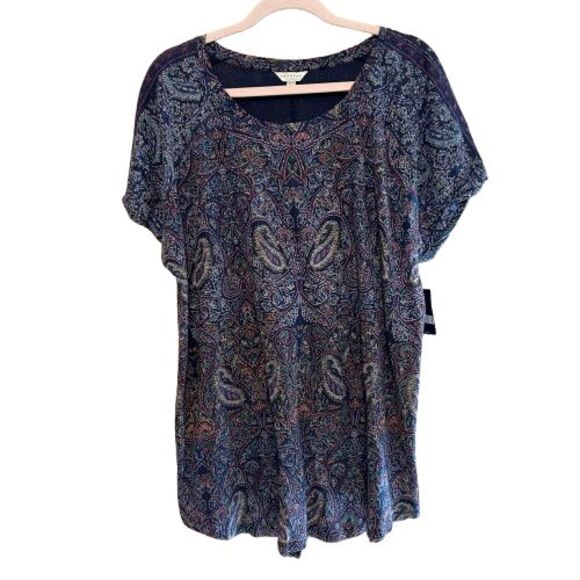 NWT Lucky Brand Floral Paisley Tapestry Shirt Womens 2X Soft Cotton Modal Boho - Picture 1 of 7